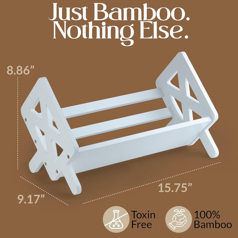 Bunkal Bamboo Desktop Bookshelf – Tilted Tabletop Bookshelf Organizer for Cookbooks, CDs, Magazines, Portable, Small Bookrack for Home, Dorm, or Office,15.75" x 8.86" x 9.17" - Image 3